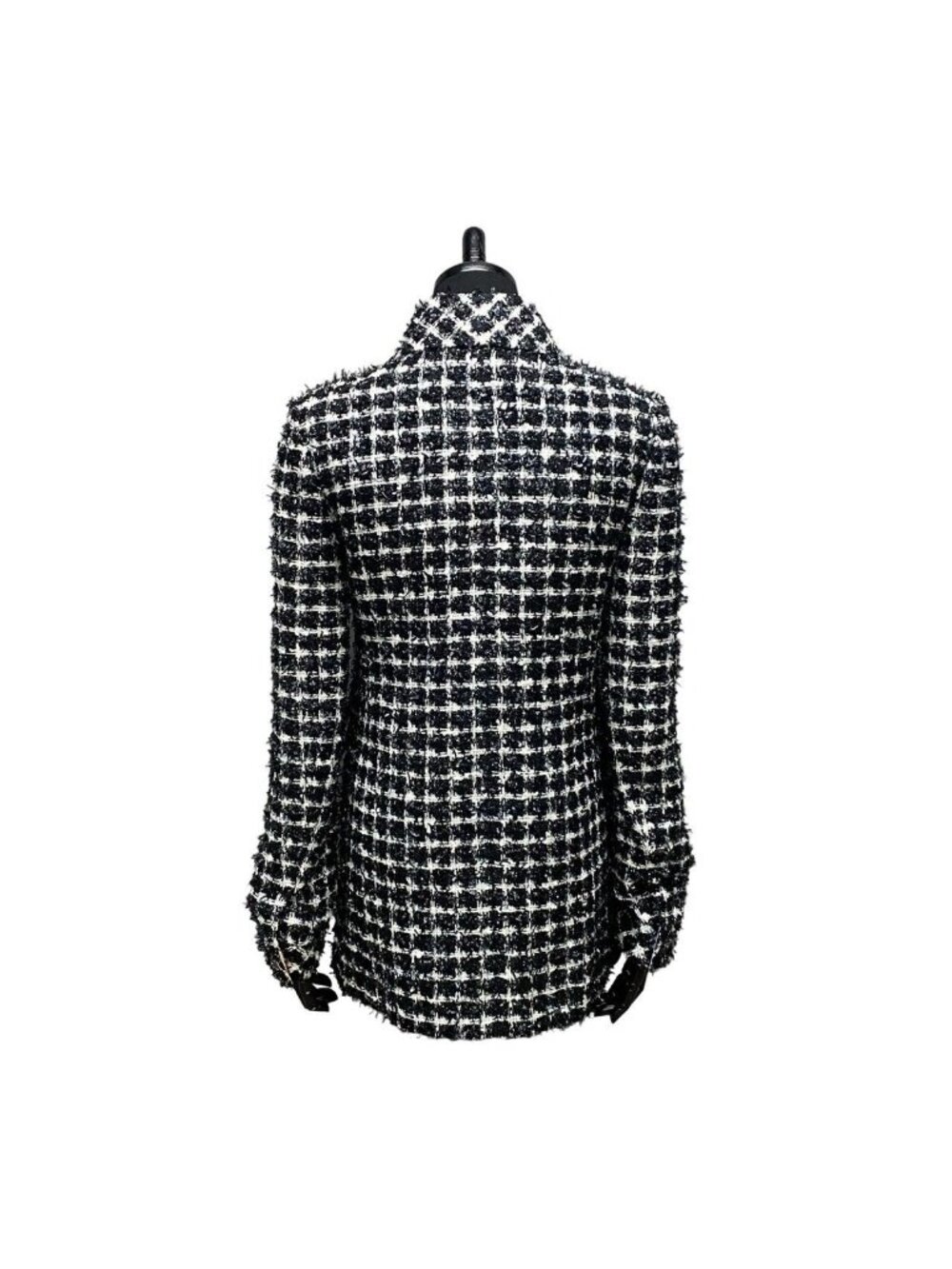 Chanel CC Logo Button Tweed Jacket 34 Black White - Picture 2 of 8